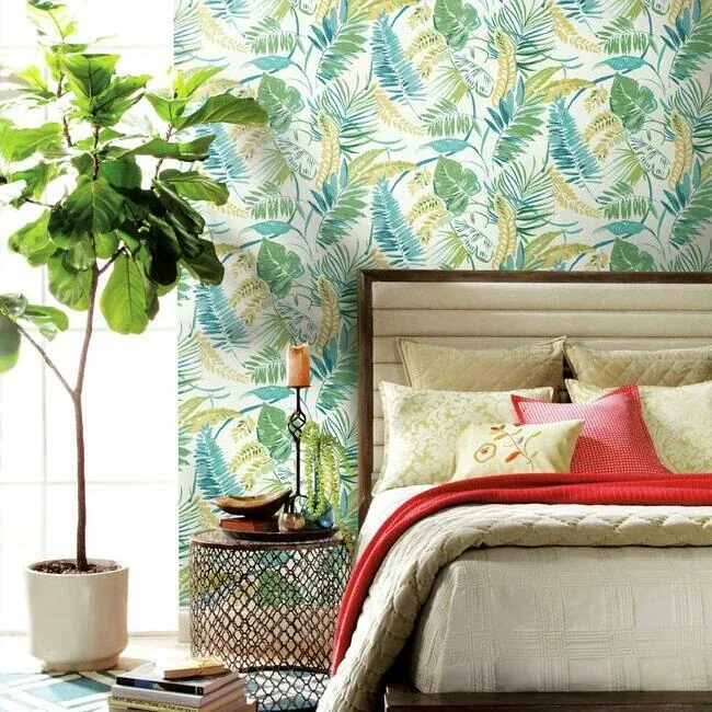 York Wallcoverings Tropical Toss Aqua & Yellow Wallpaper | Wallpaper Twins York Wallcoverings Tropical Toss Aqua & Yellow Wallpaper - SKU TC2626