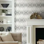 York Wallcoverings Tudor Diamond Damask Black Wallpaper - SKU DM4931