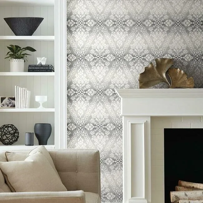 York Wallcoverings Tudor Diamond Damask Black Wallpaper - SKU DM4931