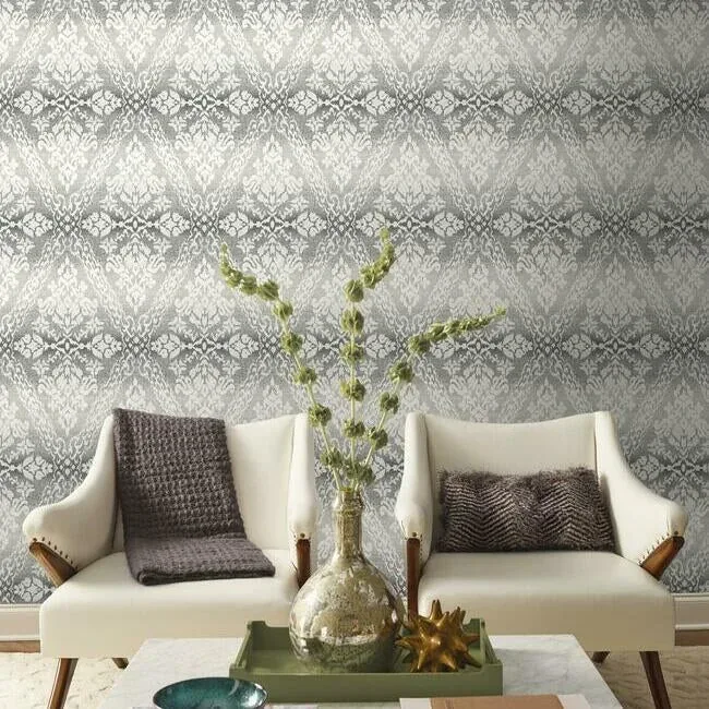 York Wallcoverings Tudor Diamond Damask Black Wallpaper - SKU DM4931