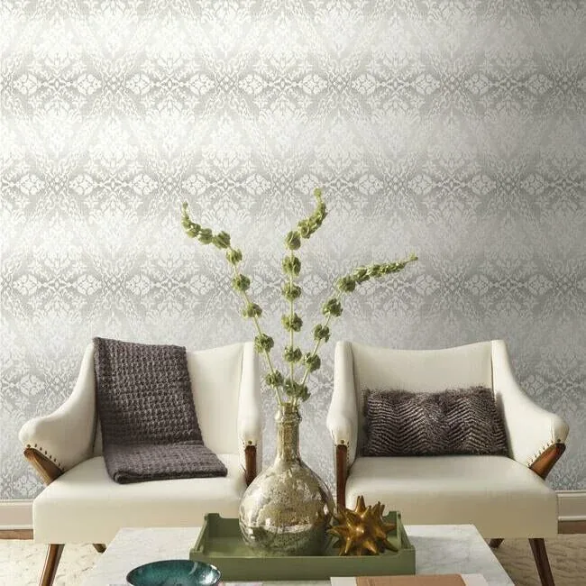 York Wallcoverings Tudor Diamond Damask Grey Wallpaper | Wallpaper Twins York Wallcoverings Tudor Diamond Damask Grey Wallpaper - SKU DM4934