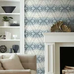 York Wallcoverings Tudor Diamond Damask Navy Wallpaper | Wallpaper Twins York Wallcoverings Tudor Diamond Damask Navy Wallpaper - SKU DM4932