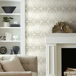 York Wallcoverings Tudor Diamond Damask Off White Wallpaper | Wallpaper Twins York Wallcoverings Tudor Diamond Damask Off White Wallpaper - SKU DM4933