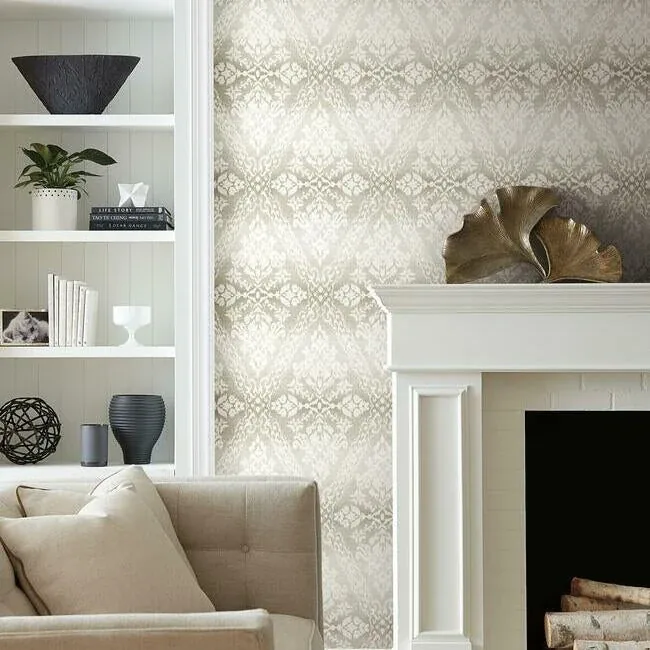 York Wallcoverings Tudor Diamond Damask Off White Wallpaper | Wallpaper Twins York Wallcoverings Tudor Diamond Damask Off White Wallpaper - SKU DM4933