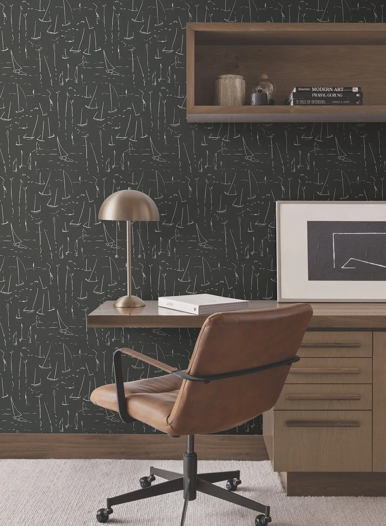 York Wallcoverings Vermillion Coast Carbon Black Wallpaper - SKU ZM2842