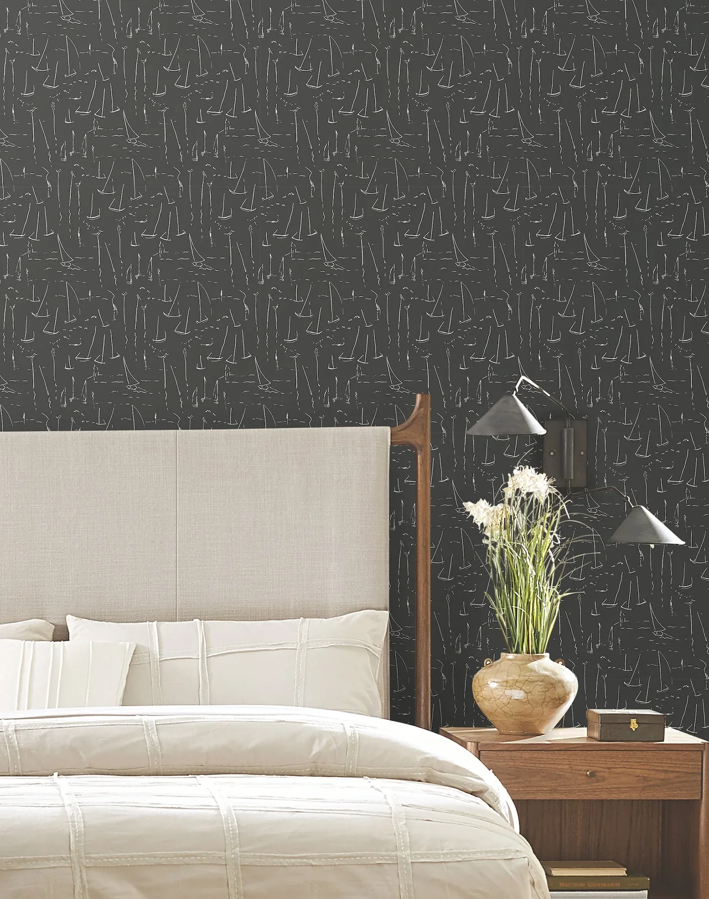 York Wallcoverings Vermillion Coast Carbon Black Wallpaper - SKU ZM2842