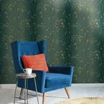 York Wallcoverings Vertical Blossoms Teal Metallic Wallpaper | Wallpaper Twins York Wallcoverings Vertical Blossoms Teal Metallic Wallpaper - SKU BR6224