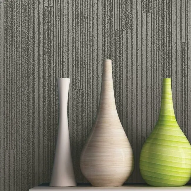 York Wallcoverings Vertical Plumb Charcoal Metallic Wallpaper - SKU NV5500
