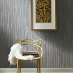 York Wallcoverings Vertical Plumb Charcoal Metallic Wallpaper - SKU NV5500