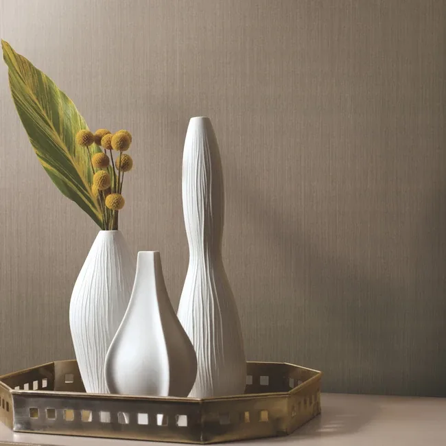 York Wallcoverings Vertical Silk Grey & Brown Wallpaper - SKU VG4432MH