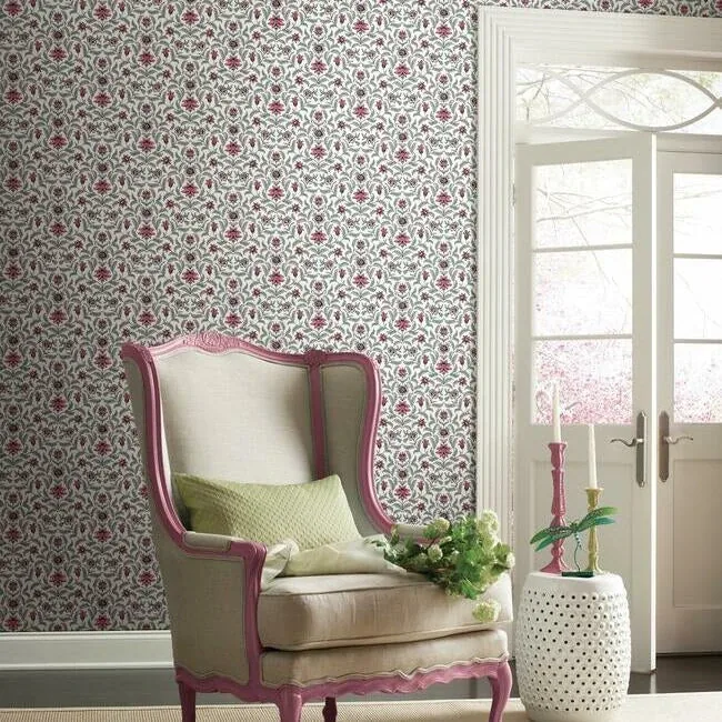 York Wallcoverings Vintage Blooms Red Wallpaper - SKU GR5982
