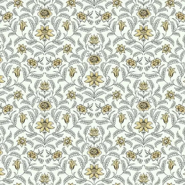 York Wallcoverings Vintage Blooms Yellow Wallpaper - SKU GR5983