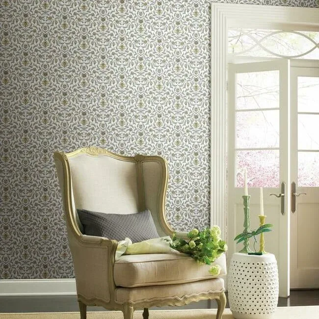 York Wallcoverings Vintage Blooms Yellow Wallpaper - SKU GR5983