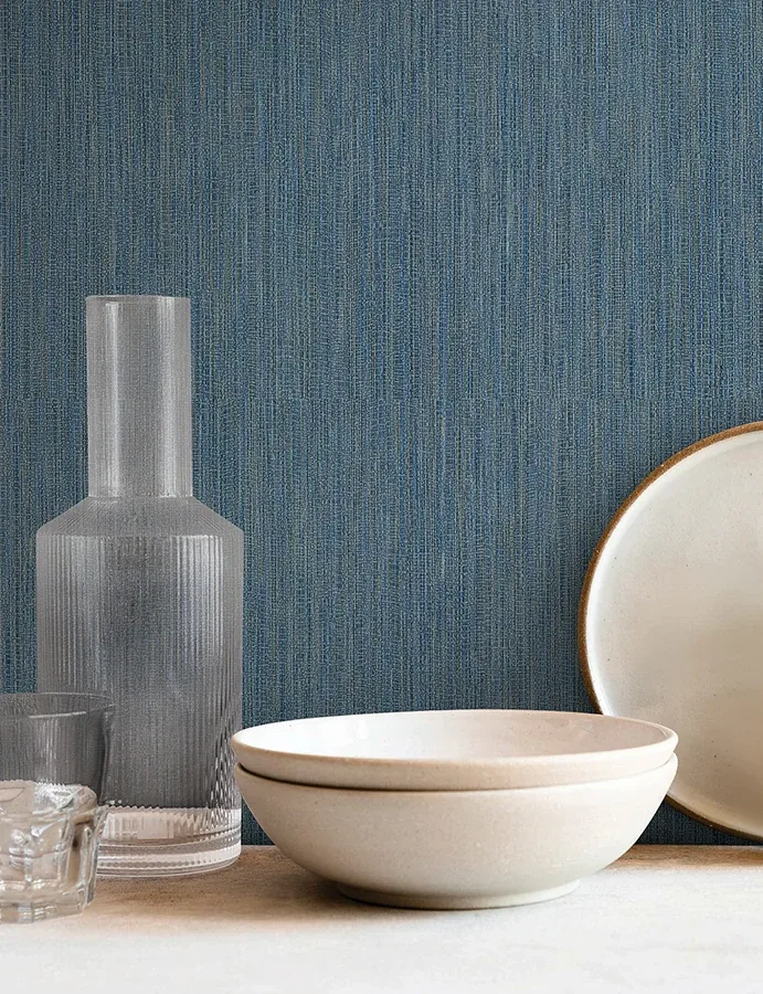 York Wallcoverings Washed Ramie Cobalt Wallpaper | Wallpaper Twins York Wallcoverings Washed Ramie Cobalt Wallpaper - SKU SI25856