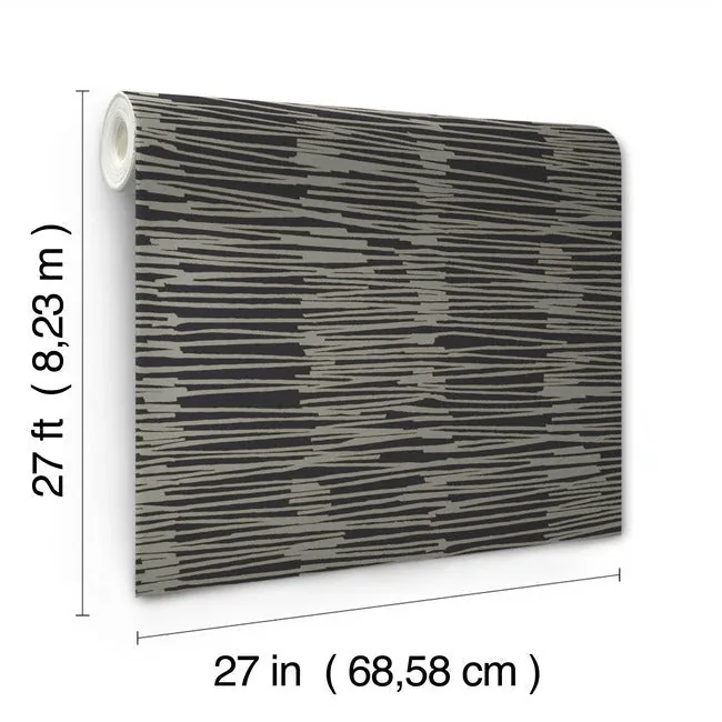 York Wallcoverings Water Reed Thatch Black & Gold Wallpaper | Wallpaper Twins York Wallcoverings Water Reed Thatch Black & Gold Wallpaper - SKU AG2095