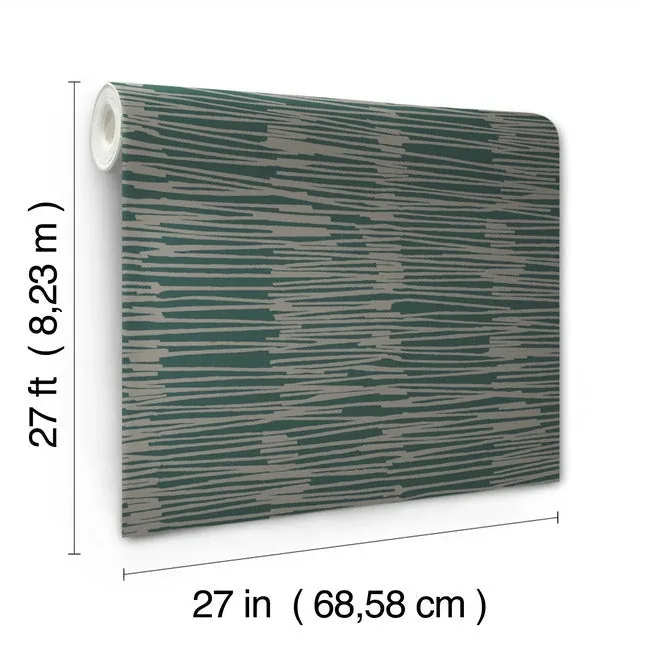 York Wallcoverings Water Reed Thatch Forest & Silver Wallpaper - SKU AG2094