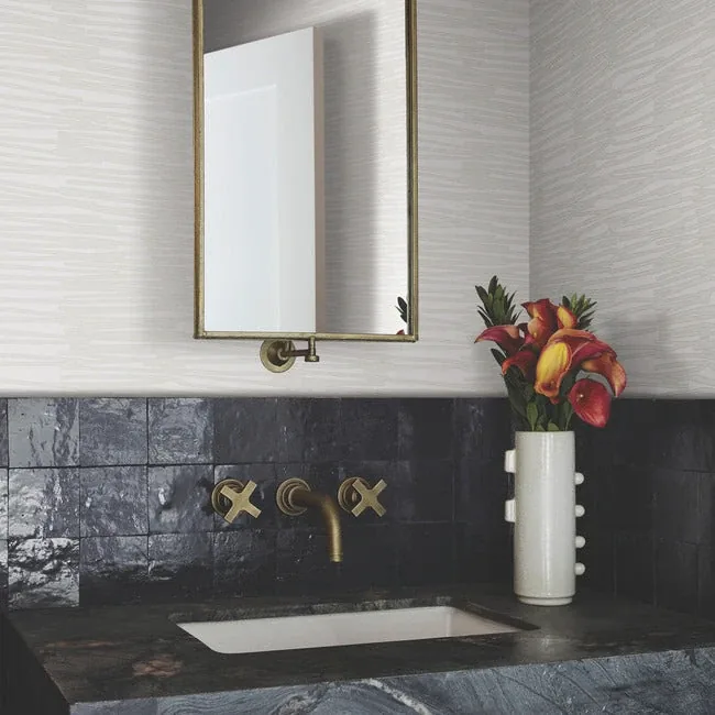 York Wallcoverings Water Reed Thatch Ivory & Glint Wallpaper - SKU AG2096