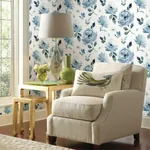 York Wallcoverings Watercolor Blooms Blue Peel & Stick Wallpaper | Wallpaper Twins York Wallcoverings Watercolor Blooms Blue Peel & Stick Wallpaper - SKU PSW1074RL