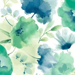 York Wallcoverings Watercolor Bouquet Blue & Green Wallpaper - SKU BL1774
