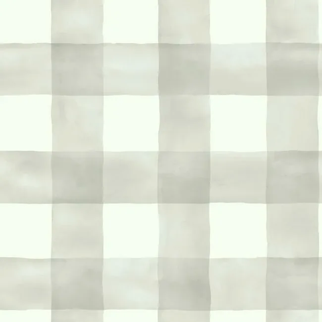 MH1518 | Watercolor Check Grey & White Wallpaper