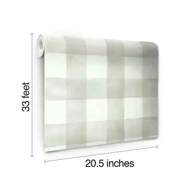 York Wallcoverings Watercolor Check Grey & White Wallpaper - SKU MH1518