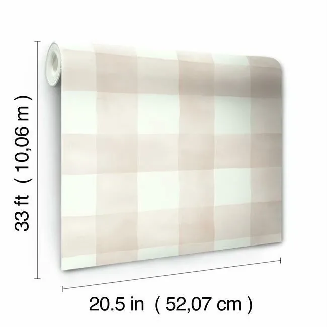 York Wallcoverings Watercolor Check Pink & White Wallpaper - SKU MH1517