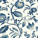 York Wallcoverings Watercolor Jacobean Blue & White Wallpaper | Wallpaper Twins York Wallcoverings Watercolor Jacobean Blue & White Wallpaper - SKU AT7021
