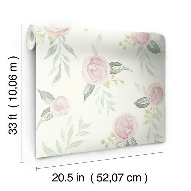 York Wallcoverings Watercolor Roses Pink Wallpaper - SKU MK1125