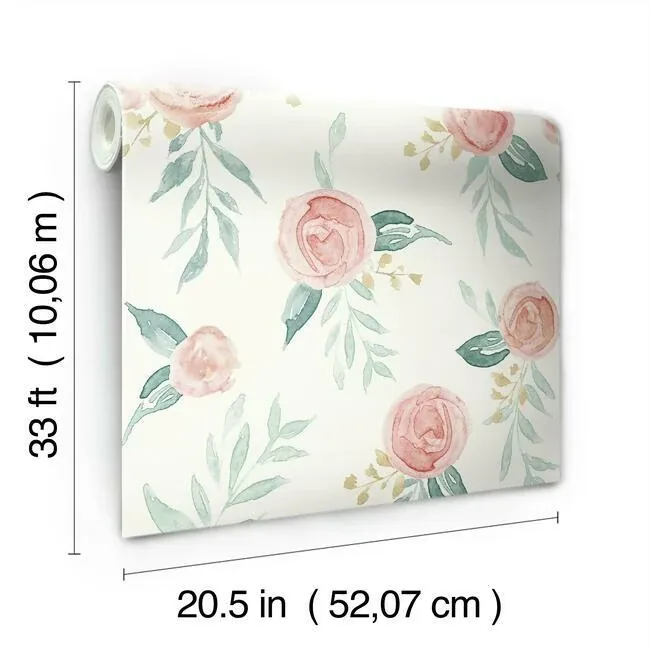 York Wallcoverings Watercolor Roses Red Wallpaper - SKU MK1126
