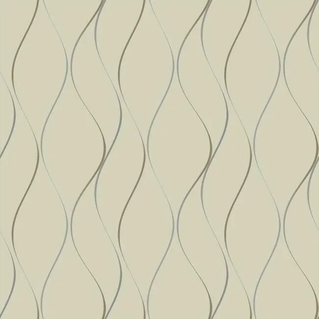 Y6201404 | Wavy Stripe Beige Metallic Wallpaper