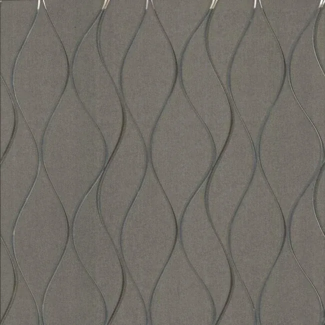 York Wallcoverings Wavy Stripe Black Metallic Wallpaper - SKU Y6201405