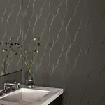 York Wallcoverings Wavy Stripe Black Metallic Wallpaper | Wallpaper Twins York Wallcoverings Wavy Stripe Black Metallic Wallpaper - SKU Y6201405