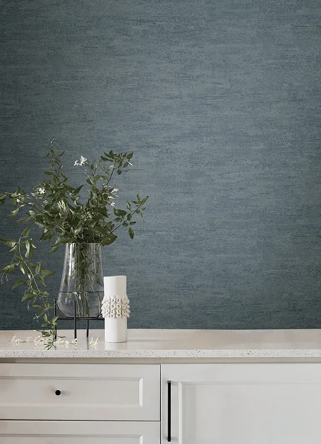 York Wallcoverings Weathered Stucco Dusty Blue Wallpaper - SKU SI25752