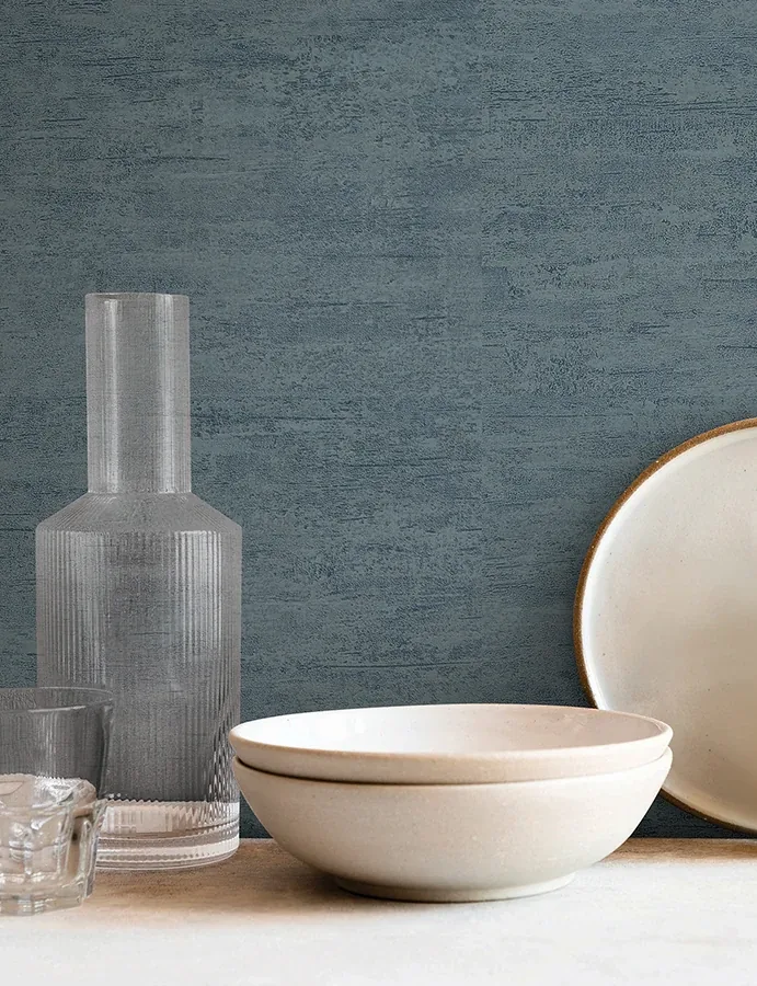 York Wallcoverings Weathered Stucco Dusty Blue Wallpaper - SKU SI25752