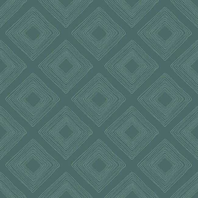 York Wallcoverings Weekends Diamond Sketch Teal Wallpaper - SKU ME1577