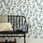York Wallcoverings Weekends Olive Branch Teal Wallpaper - SKU ME1536