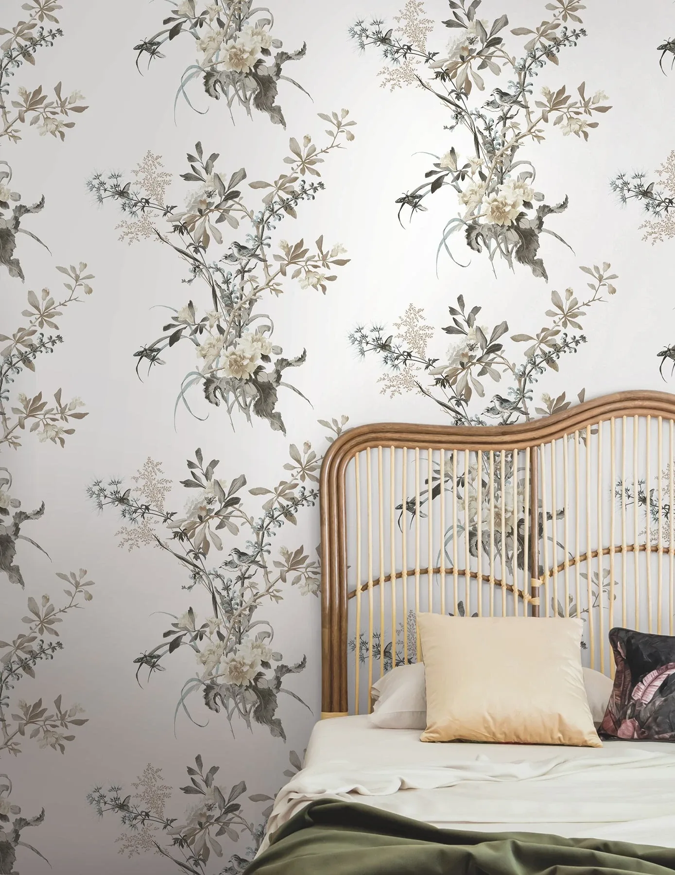 York Wallcoverings Wild Flowers Neutral Peel & Stick Wallpaper - SKU PSW1365RL