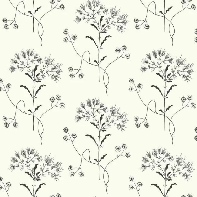 ME1515 | Wildflower Black & White Wallpaper