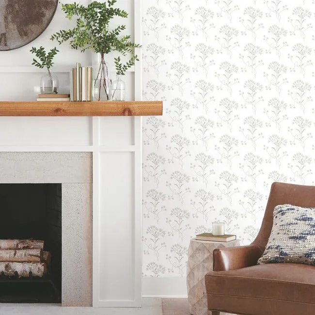 York Wallcoverings Wildflower Grey Wallpaper - SKU PSW1502RL