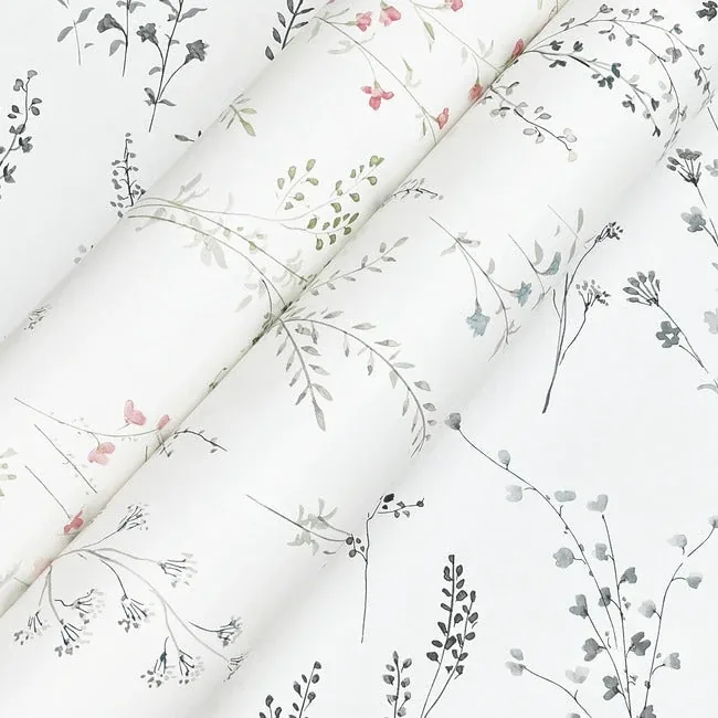 York Wallcoverings Wildflower Sprigs Black & White Peel & Stick Wallpaper - SKU PSW1522RL