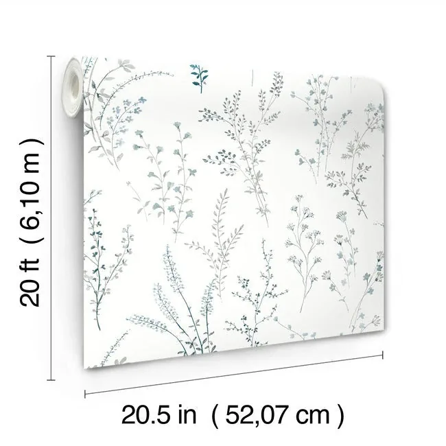 York Wallcoverings Wildflower Sprigs Blue & Green Peel & Stick Wallpaper - SKU PSW1523RL