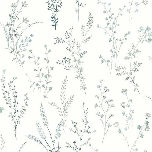 FH4027 | Wildflower Sprigs Blue & Green Wallpaper
