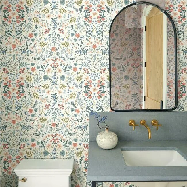 York Wallcoverings Wildwood Beige & Coral Wallpaper - SKU RI5157