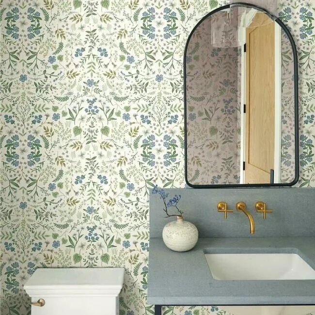 York Wallcoverings Wildwood Blue & Green Wallpaper - SKU RI5155