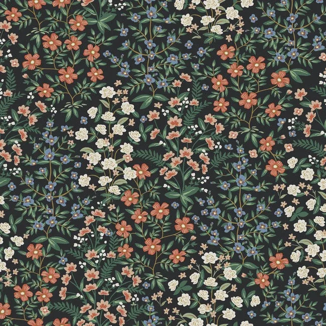 RP7378 | Wildwood Garden Black & Red Wallpaper