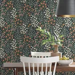 York Wallcoverings Wildwood Garden Black & Red Wallpaper - SKU RP7378