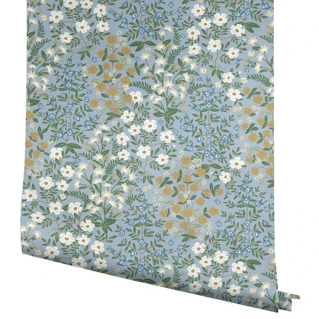 York Wallcoverings Wildwood Garden Blue & White Wallpaper - SKU RP7379
