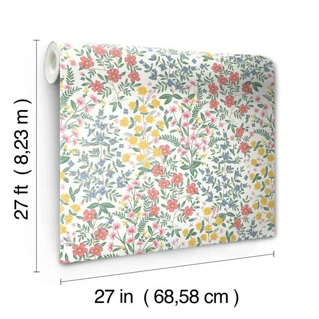 York Wallcoverings Wildwood Garden White & Pink Wallpaper - SKU RP7377
