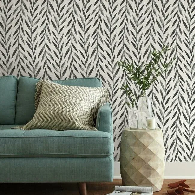 York Wallcoverings Willow Black Wallpaper | Wallpaper Twins York Wallcoverings Willow Black Wallpaper - SKU MK1136