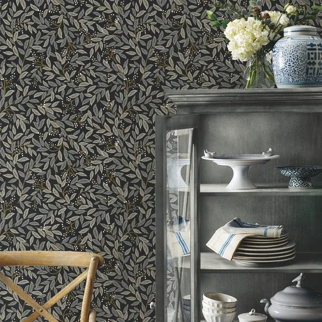 York Wallcoverings Willowberry Black Peel & Stick Wallpaper - SKU PSW1472RL